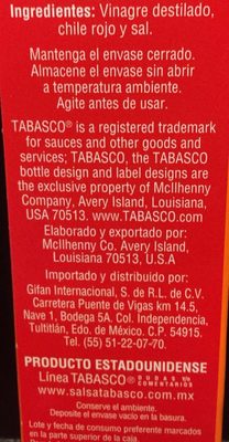 salsa picante tabasco 60 ml