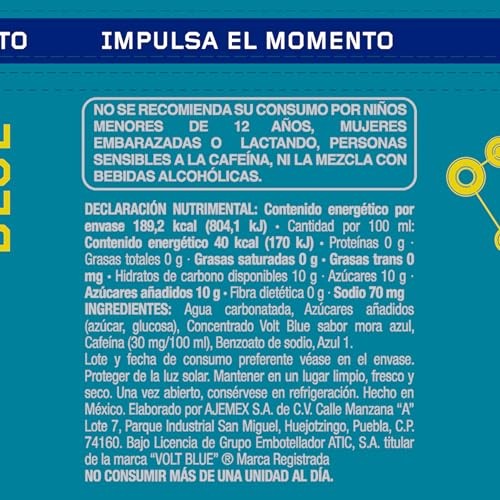 Bebida energetica de 470 ml, volt, pieza