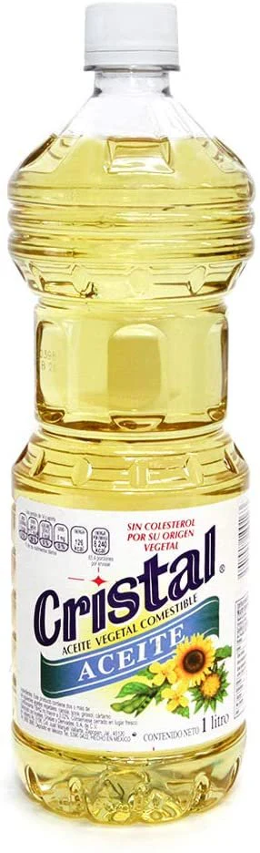 Aceite vegetal, cristal, litro