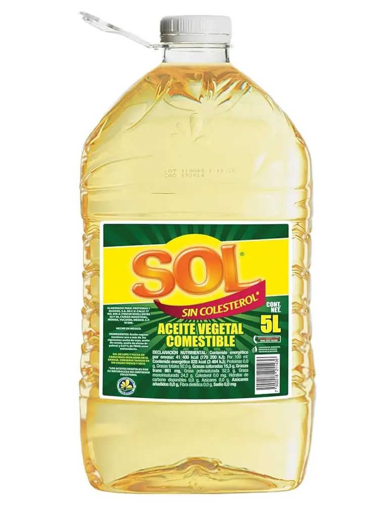 Aceite vegetal de 5 litros, sol, pieza