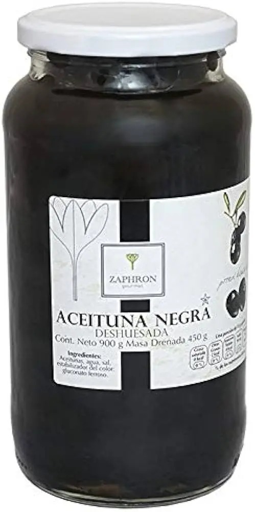 Aceituna negra sin hueso 935 gr, zaphron, kilo