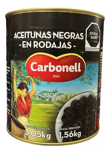 Aceituna negra rodajas carbonell 3 kg, kilo