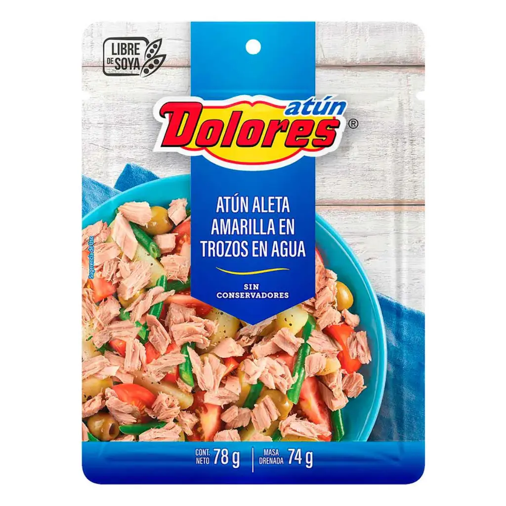 Atún pouch agua, dolores, 75gr, pieza