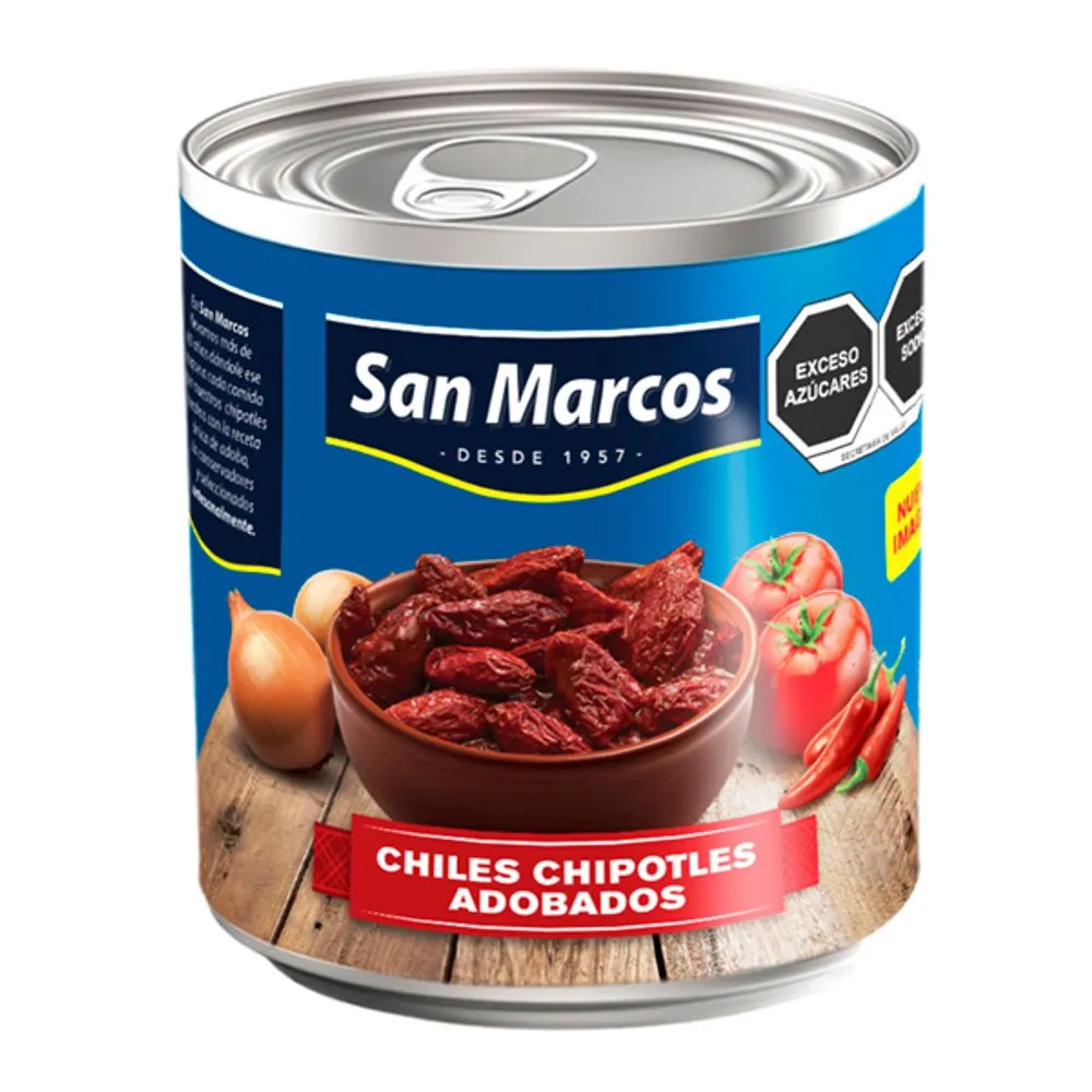 Chile chipotle 800 grs, san marcos, lata