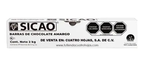 chocolate para chocolatin 2 kilos, sicao, caja