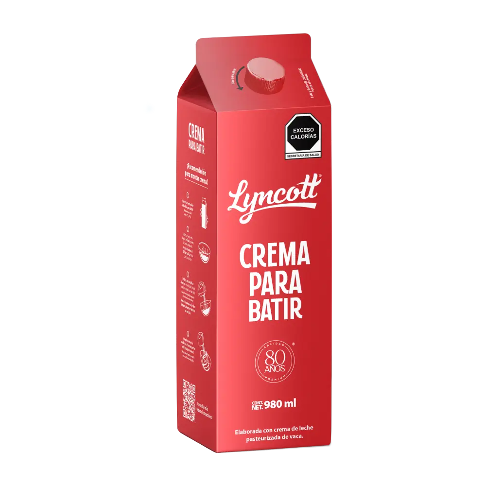 Crema para batir 980 mL, lyncott, pieza