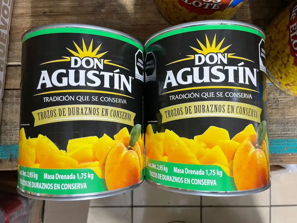 Durazno en trozo en conserva 2.95kg, don agustin, lata