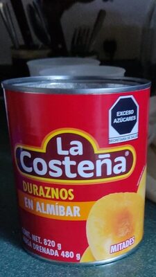Durazno en almibar 820 gramos, la costeña, lata