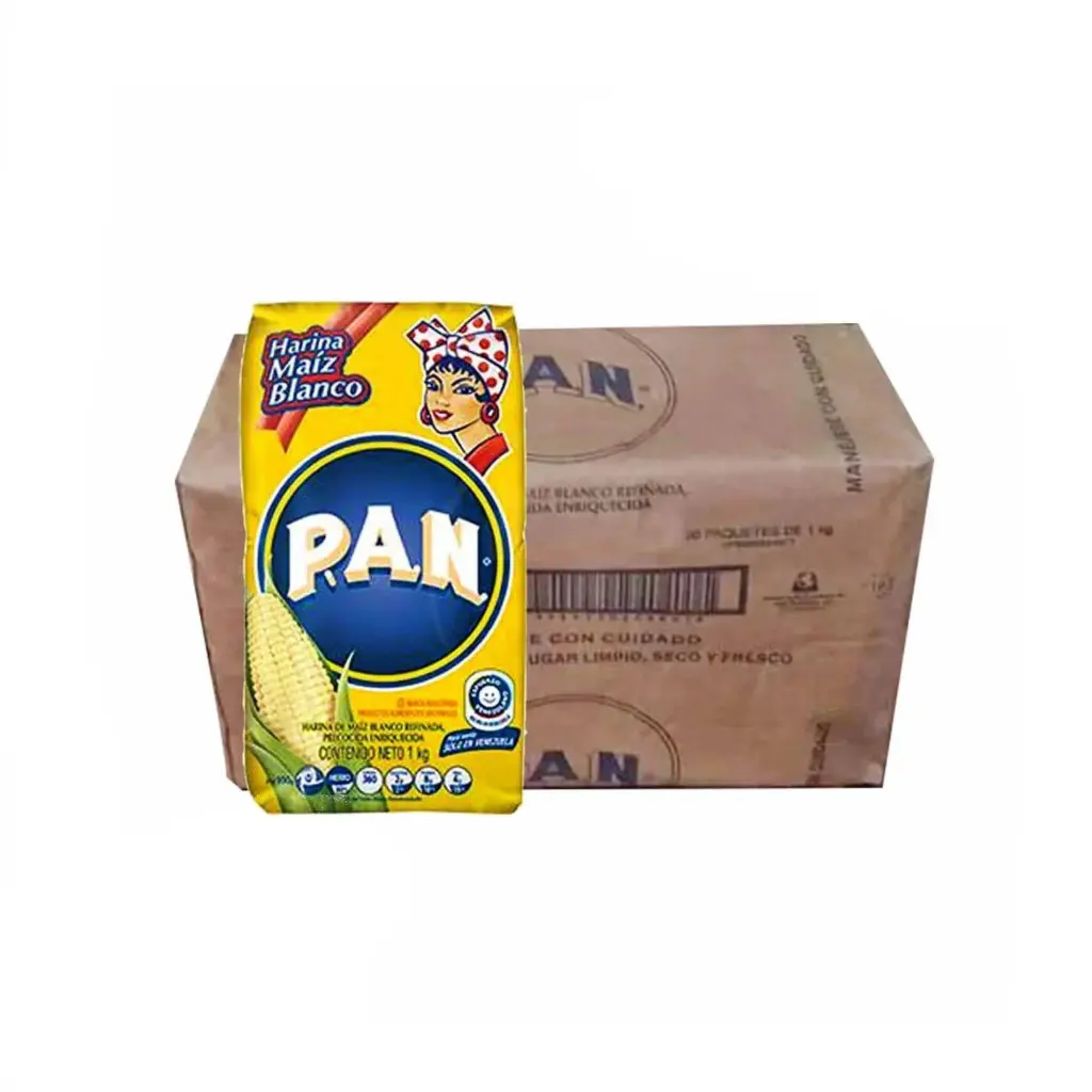 Harina de maiz con 10 kg, pan, caja