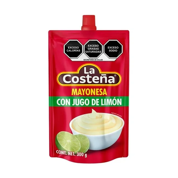 Mayonesa con limon 300 grs, la costeña, bolsa