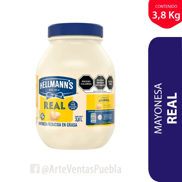 Mayonesa de 3.8kg 4 pz, hellman's real, caja