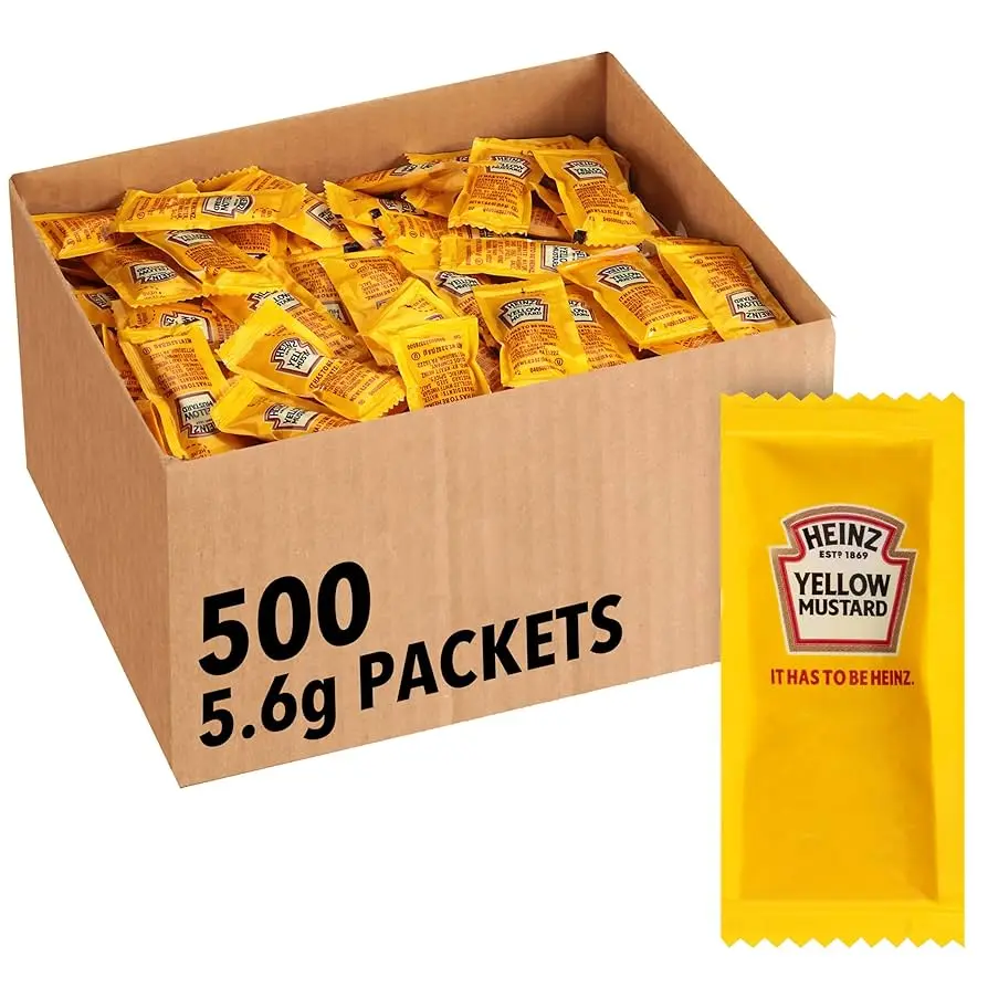 Mostaza de 5g 500 pzs, heinz, caja