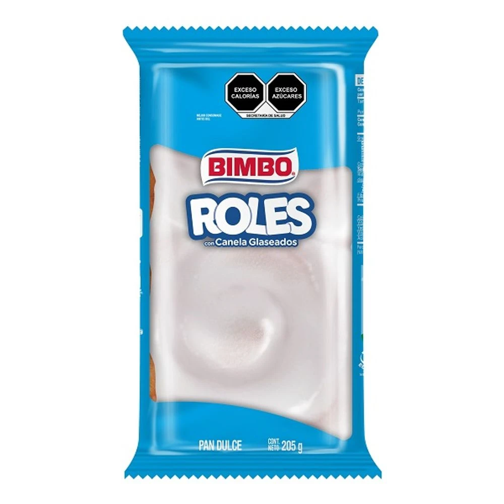 Roles de canela con azucar glass de 205 gramos, bimbo, pieza