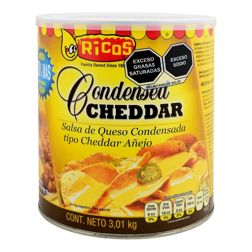Salsa de queso cheddar 3 kg, ricos, bote