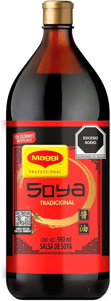 Salsa de soya tradicional 980 ml, maggi, litro
