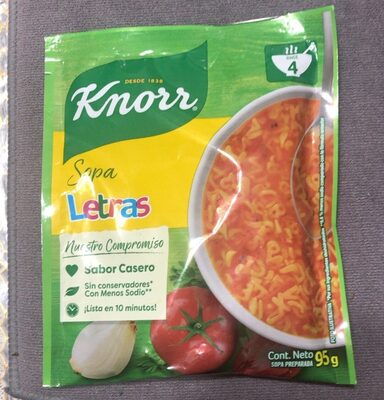 Sopa knorr de letra, 95gr, pieza
