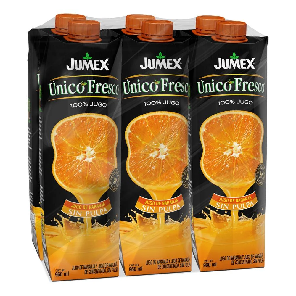Jugo de naranja Unico fresco 960ml 12 piezas, jumex, caja