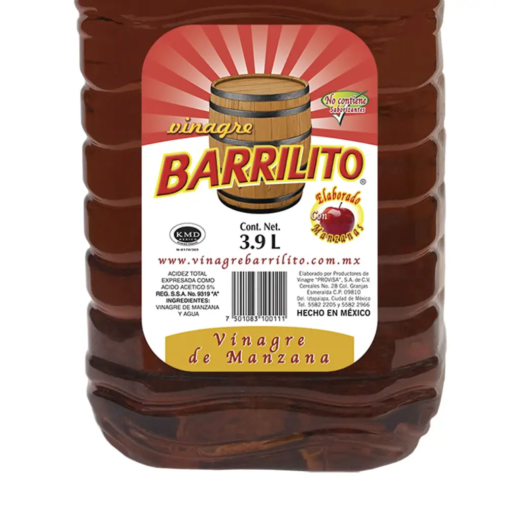 Vinagre de manzana 3.9 lts, barrilito, pieza