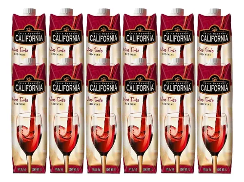 Vino tinto 946ml 12 pz, california, caja