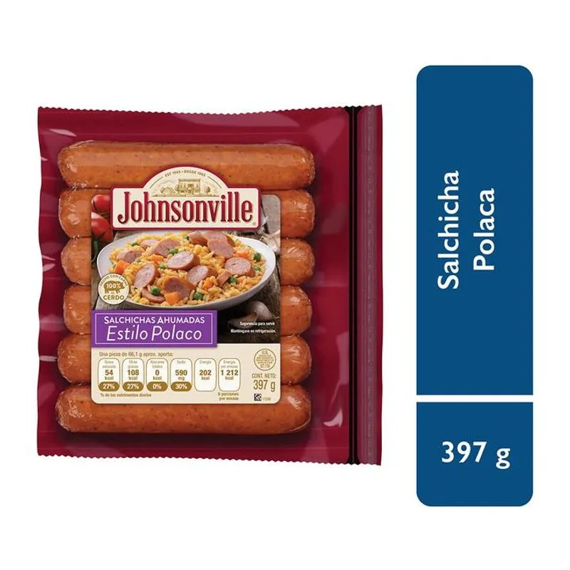 Salchicha polaca 397 grs, johnsonville, pieza