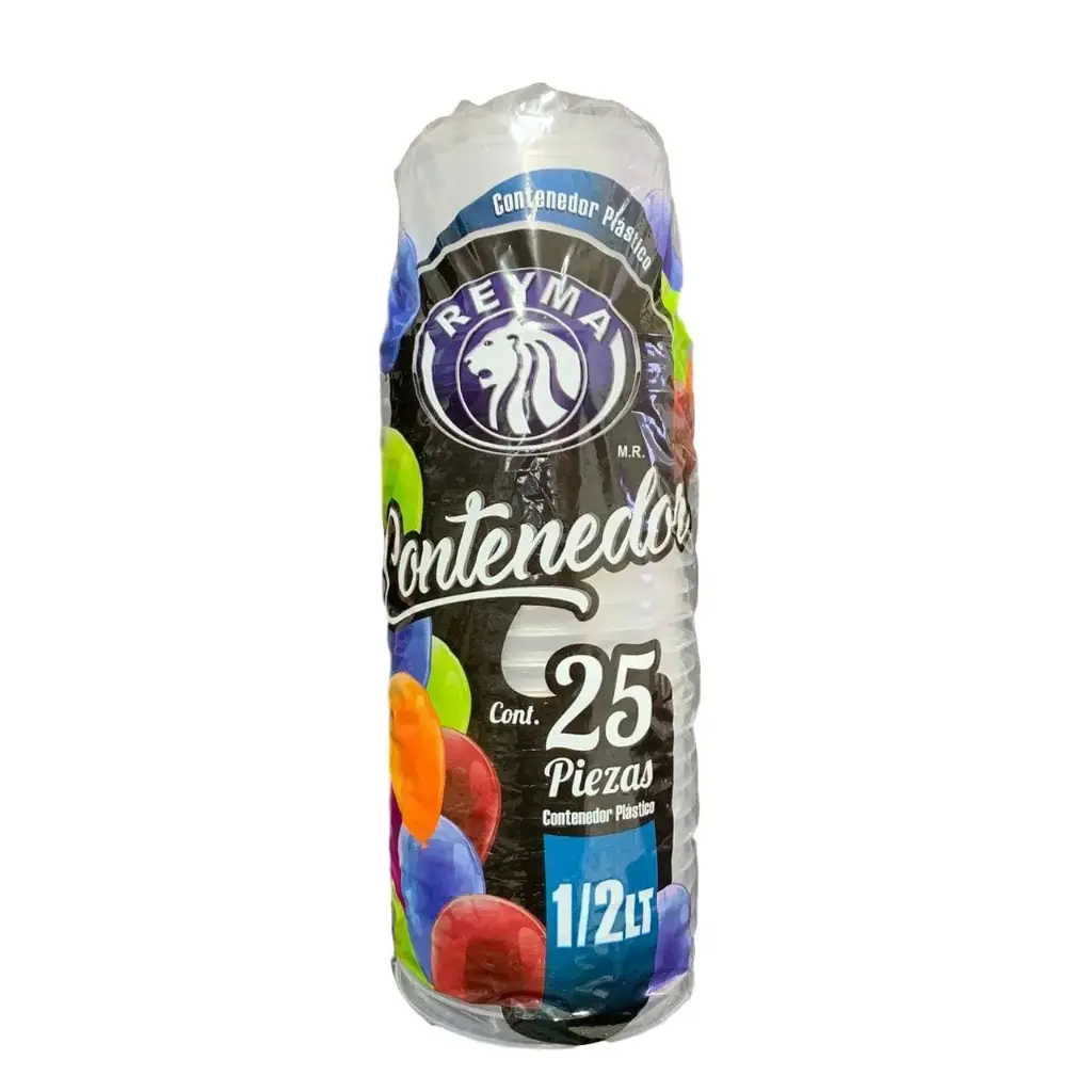 Container de 1/2 litro 25 pz, reyma, paquete