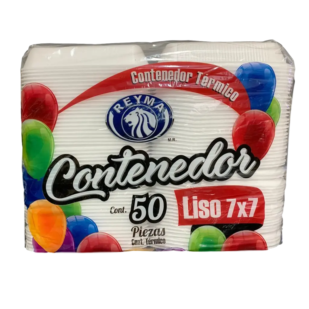 Contenedor 7x7 liso 50 pz, reyma, paquete