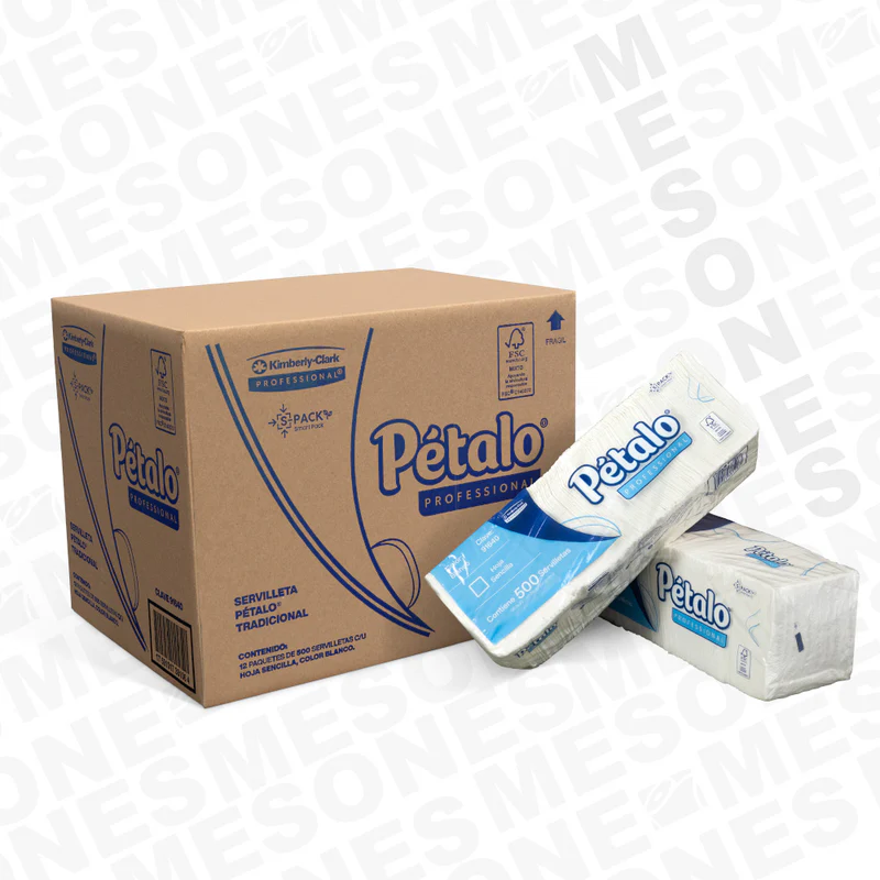 Servilleta blanca 500 hojas,  pétalo, 12 unidades, caja