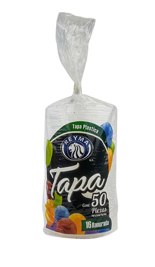 Tapa plastica #16 ranurado 50 pz, reyma, paquete