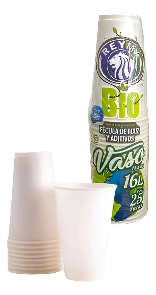 [1605] Vaso biodegradable 16 onzas 25 pz, reyma, paquete