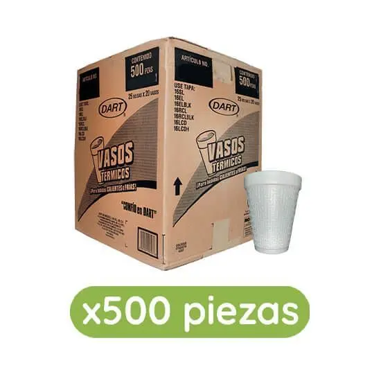 Vaso de unicel 10 onzas, 500 piezas, caja