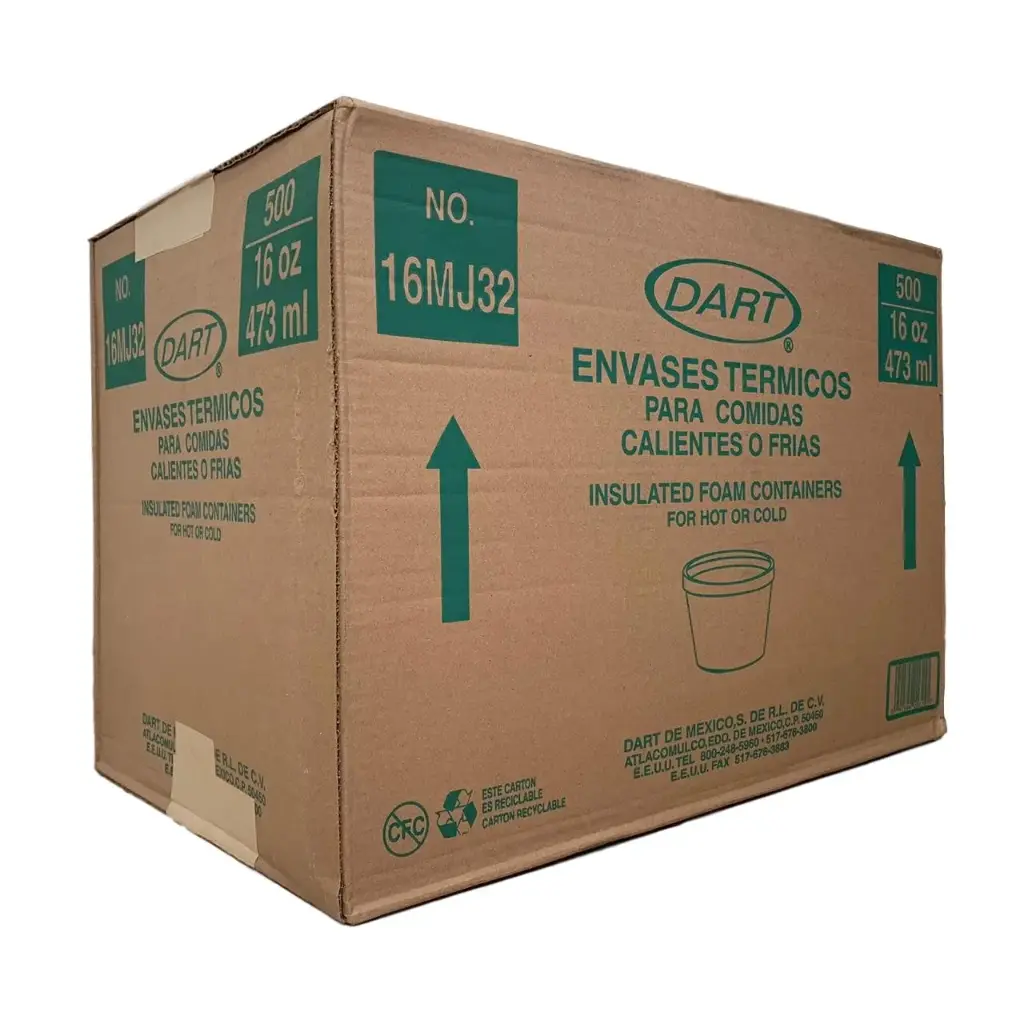 Vaso de unicel 16 onzas, 500 piezas, caja