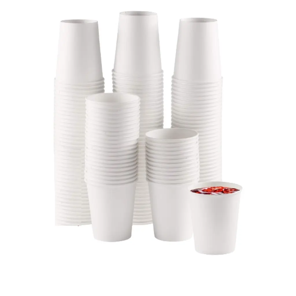 [1619] Vaso encerado blanco 8 oz, 50 piezas, paquete