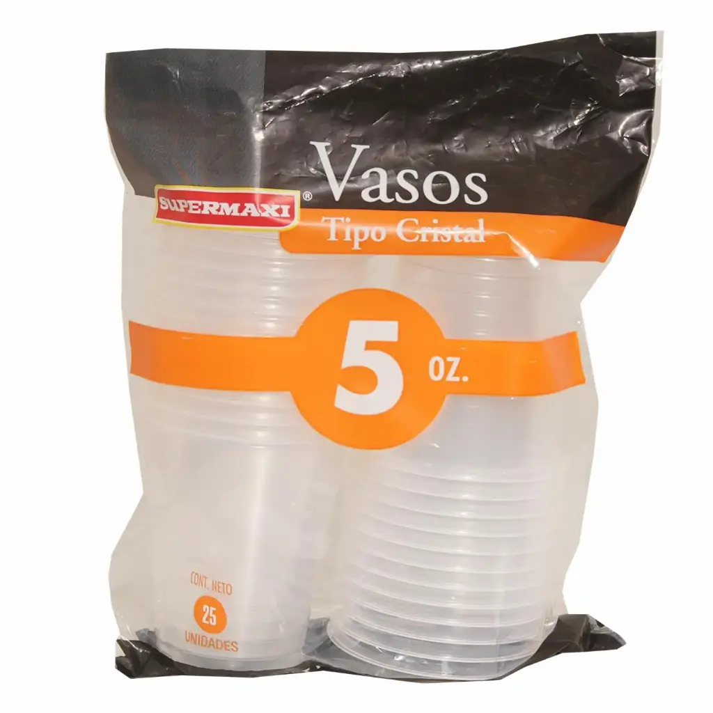 Vasos de cristal (5 oz) 25 pz, coplas 4b, paquete