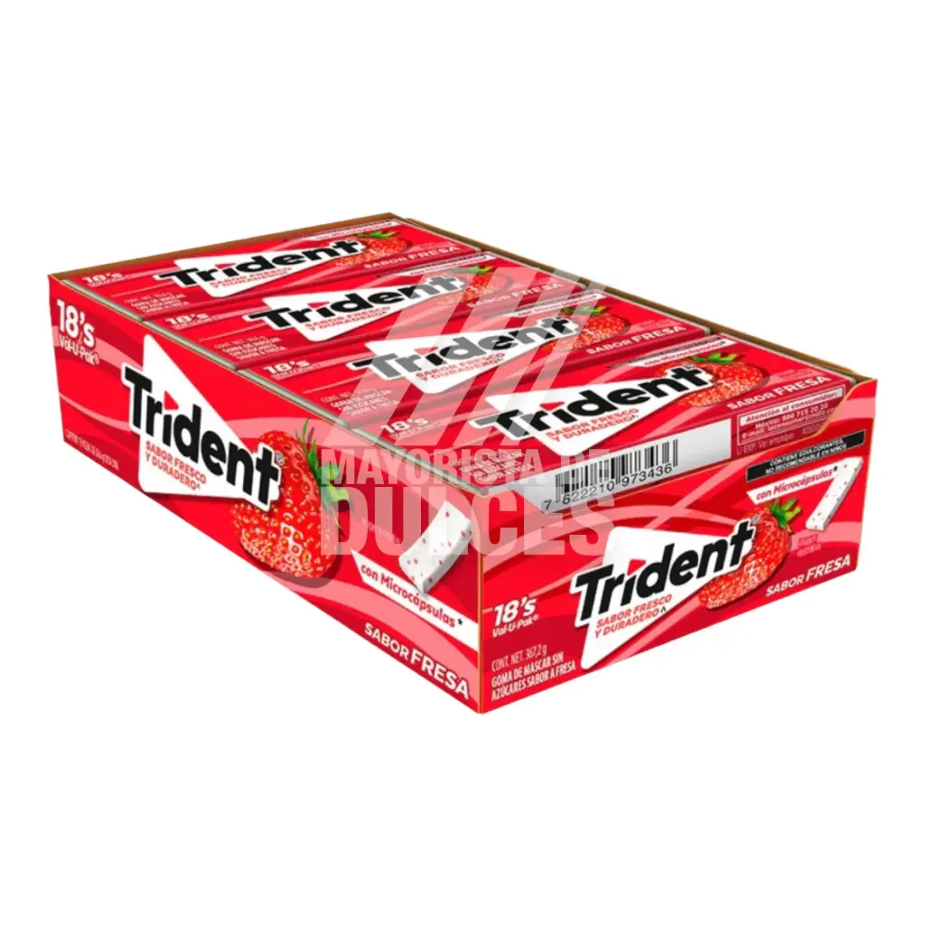 Chicle pastillas trident white fresa salvaje 12 paquetes, caja