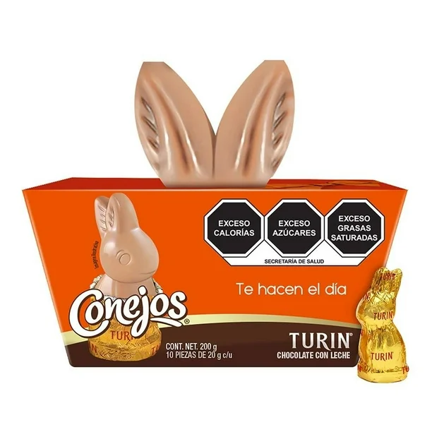 Chocolate conejito 200gr 10 pz, turin, bote