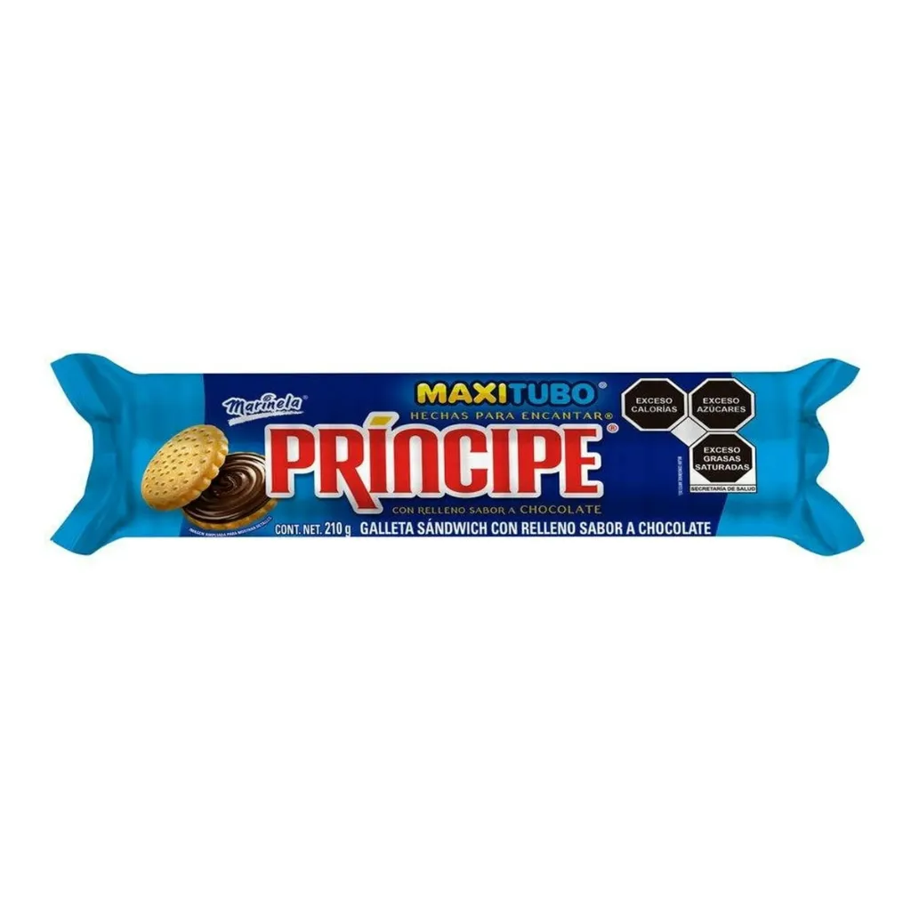 Galletas con chocolate 210 g, principe, tubo