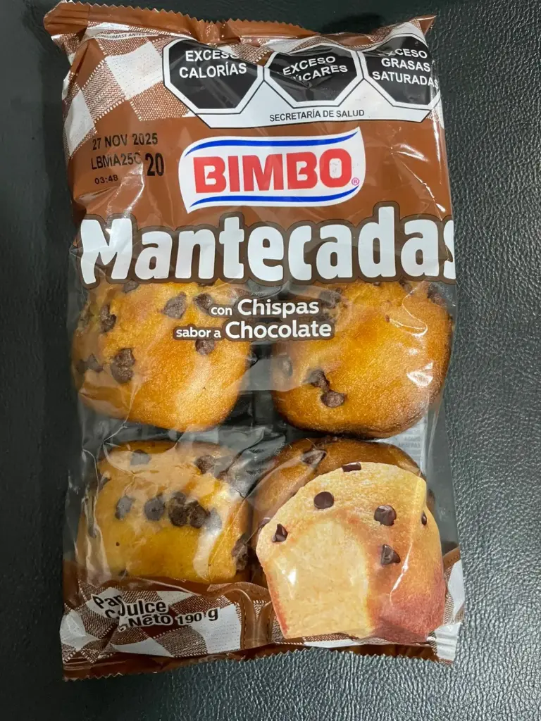 Mantecada con chispas sabor a chocolate 190g, bimbo, bolsa