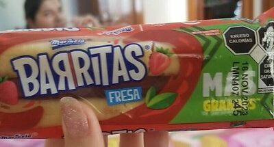 Mini barritas de fresa, marinela, 75 gramos