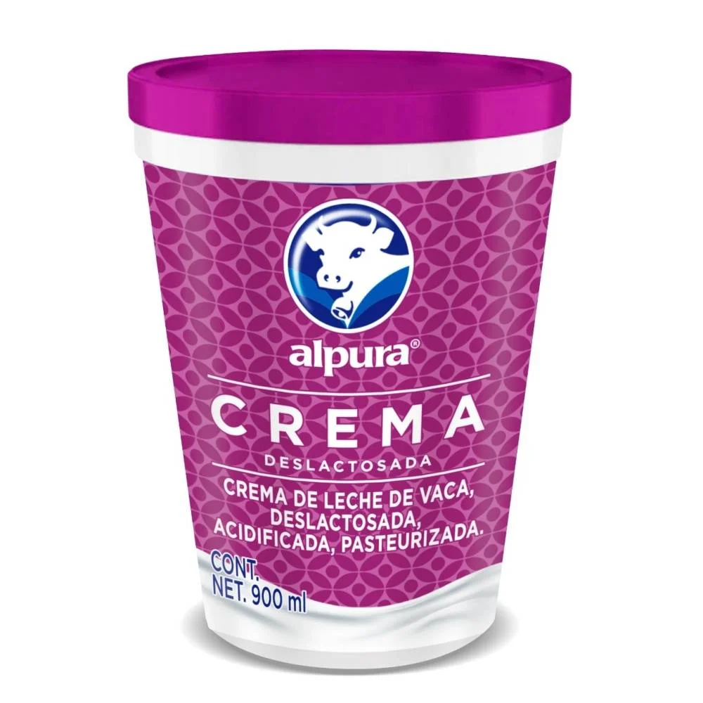 Crema deslactosada 900ml, alpura, pieza