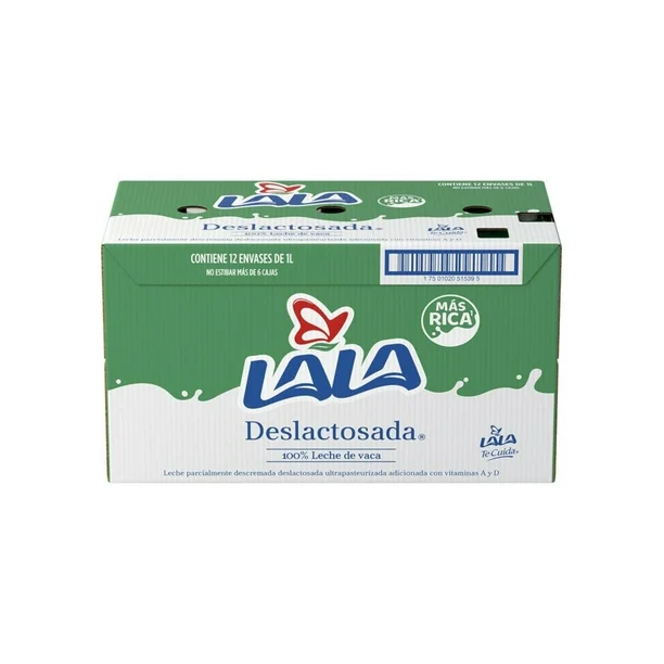 Leche deslactosada lala, 12 piezas, caja