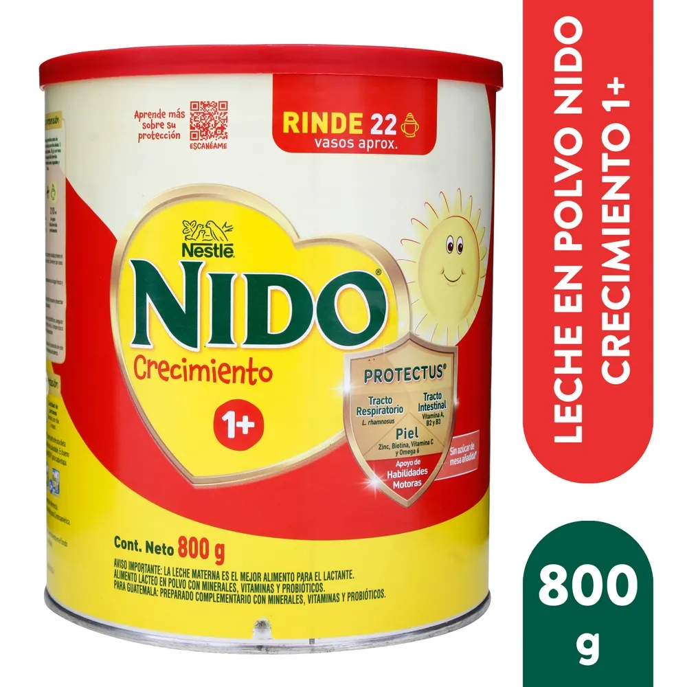 Leche en polvo nido 800 gr, nestle,bote