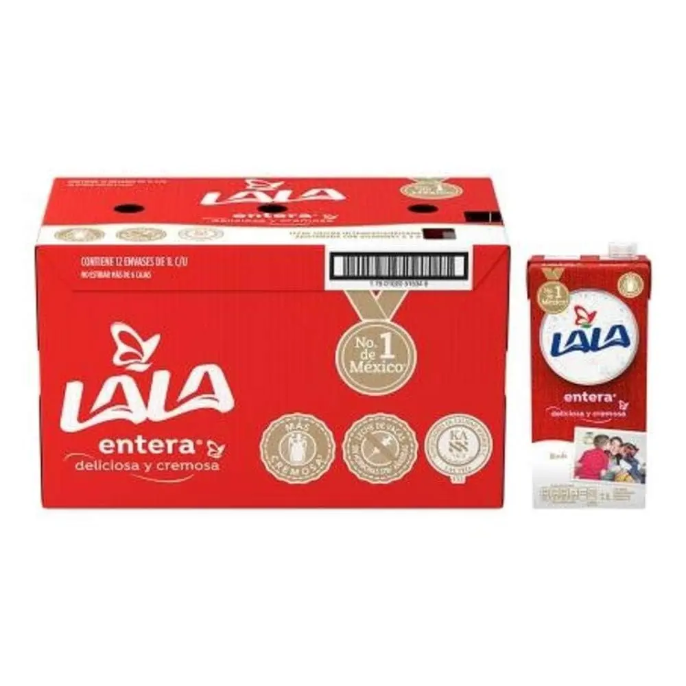 Leche entera de litro 12 piezas, lala, caja