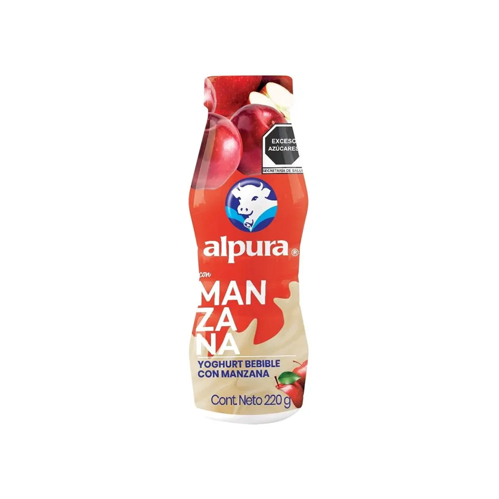 [2306A] Yogurt bebible de manzana 220gr, alpura, pieza