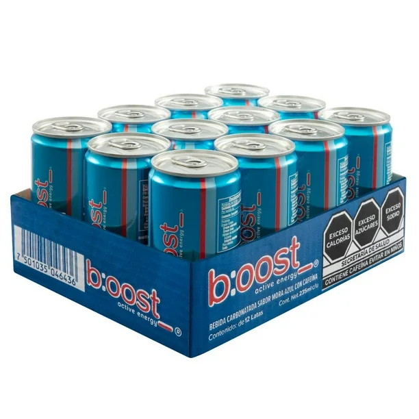 Bebida energética 235ml 12 pz, boost, paquete
