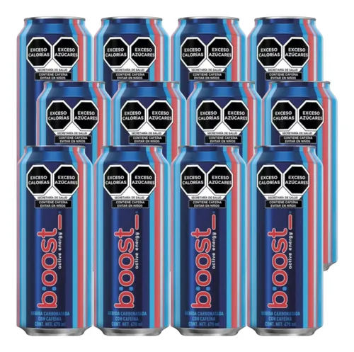 Bebida energética 470ml 12 piezas, boost, caja
