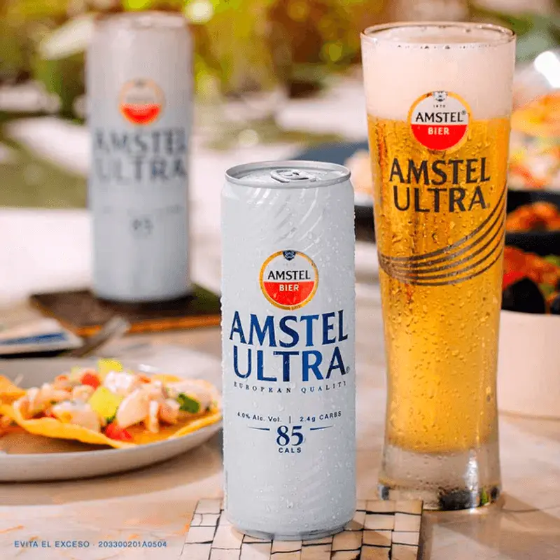 Cerveza de 355 ml, amstel ultra, lata