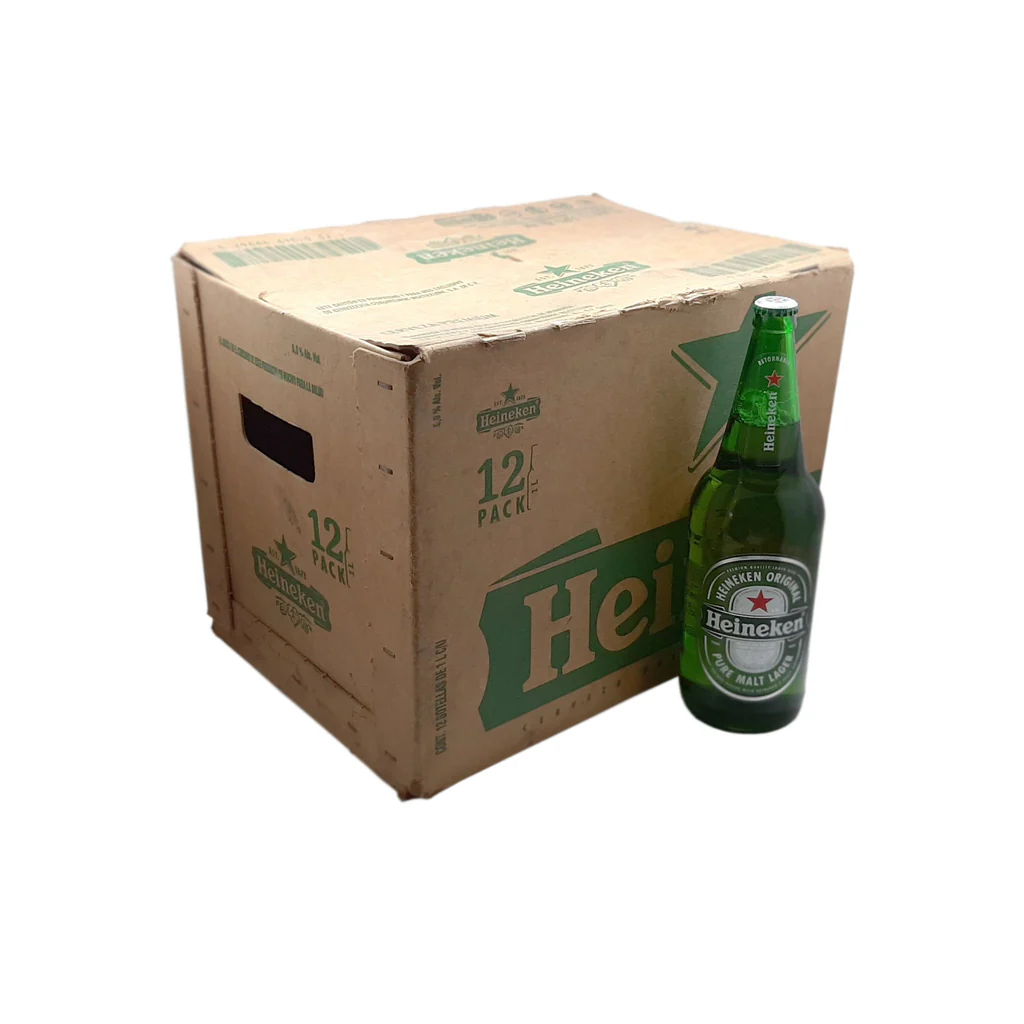 Cerveza caguama de 1 litro, heineken, carton