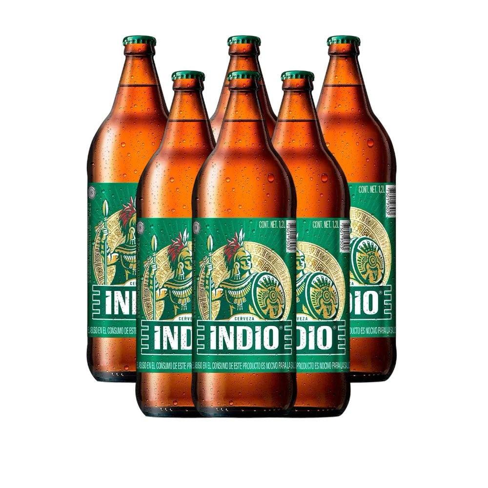 Cerveza caguama de 1.2 lts, indio, carton