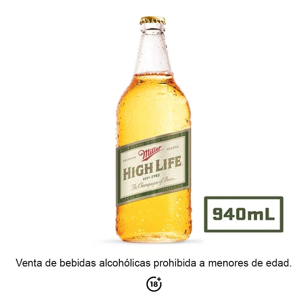 Cerveza familiar de 940 ml, miller, pieza