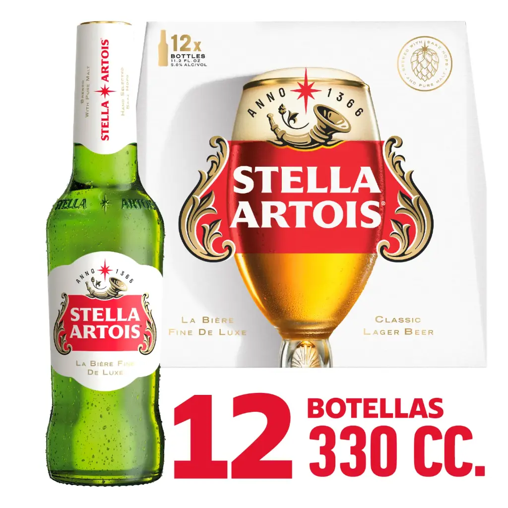 Cerveza de 330 ml 12 pz, estrella artois, caja